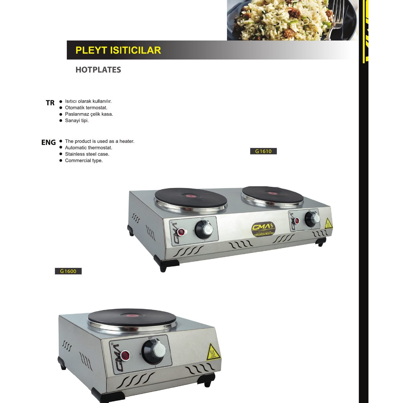 Tekli Pleyt Isıtıcı - GMA G1600