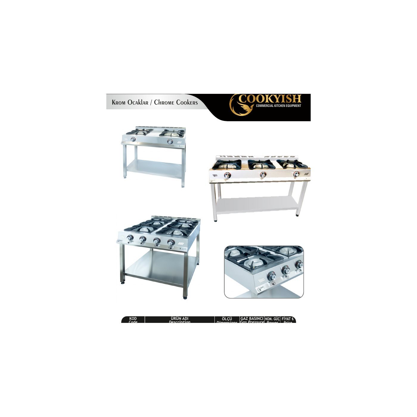 Taban Raflı İkili Krom Ocak - Cookyish CKH-007